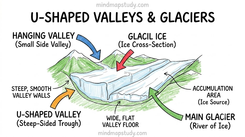 u shaped valleys, glaciers